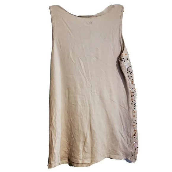 Stylus Shell Peach Medium Shimmer Sleeveless Top Sparkle Embellished Womens - Picture 2 of 3
